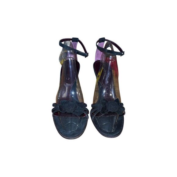 Via Spiga Sennes Black Suede Open Toe Black Ankle Strap Pumps Womens Size 10 NWB - Picture 7 of 10